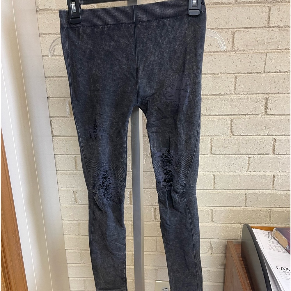 Womens NikiBiki Vintage Ripped Black/Charcoal leggings - Picture 9 of 13